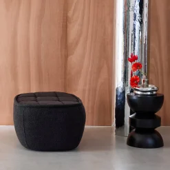Sitzhocker, Fußhocker mit strukturierem Bouclé-Bezug für den Sessel Boni