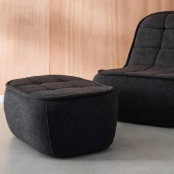 Sitzhocker, Fußhocker mit strukturierem Bouclé-Bezug für den Sessel Boni