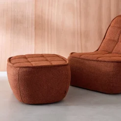 Sitzhocker, Fußhocker mit strukturierem Bouclé-Bezug für den Sessel Boni