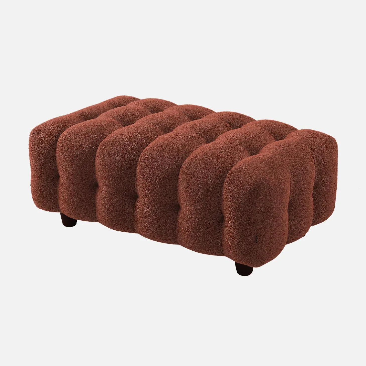 Sitzhocker Fußhocker mit strukturiertem Bouclébezug für 3-Sitzer Ecksofa Leon