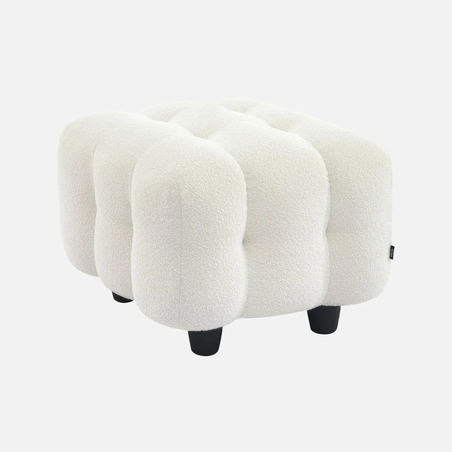 Sitzhocker Fußhocker mit strukturiertem Bouclébezug für 2-Sitzer Sofa Leon