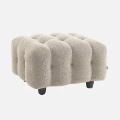 Sitzhocker Fußhocker mit strukturiertem Bouclébezug für 3-Sitzer Sofa Leon