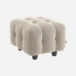 Sitzhocker Fußhocker mit strukturiertem Bouclébezug für 2-Sitzer Sofa Leon