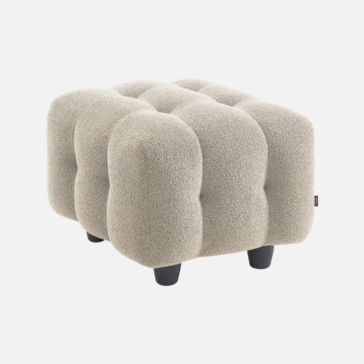 Sitzhocker Fußhocker mit strukturiertem Bouclébezug für 2-Sitzer Sofa Leon