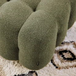 Sitzhocker Fußhocker mit strukturiertem Bouclébezug für 2-Sitzer Sofa Leon