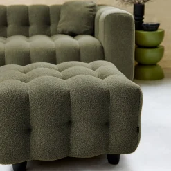 Sitzhocker Fußhocker mit strukturiertem Bouclébezug für 3-Sitzer Sofa Leon