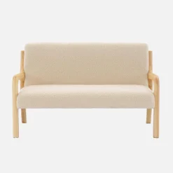 Skandinavische Kinderbank aus Holz und Bouclé-Stoff, 2 Sitze