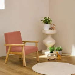 Skandinavischer Kindersessel aus Cord und Hevea-Holz