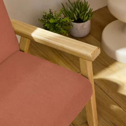 Skandinavischer Kindersessel aus Cord und Hevea-Holz