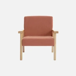 Skandinavischer Kindersessel aus Cord und Hevea-Holz