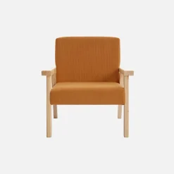 Skandinavischer Kindersessel aus Cord und Hevea-Holz