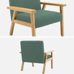 Skandinavischer Kindersessel aus Cord und Hevea-Holz