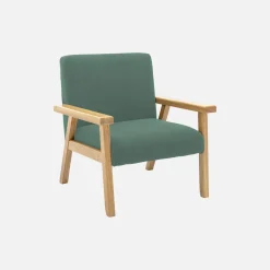Skandinavischer Kindersessel aus Cord und Hevea-Holz