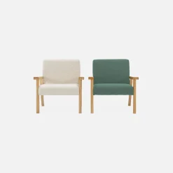 Skandinavischer Kindersessel aus Cord und Hevea-Holz