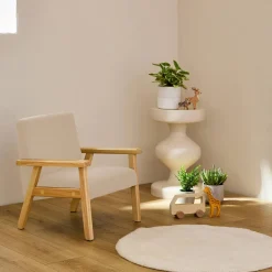 Skandinavischer Kindersessel aus Cord und Hevea-Holz