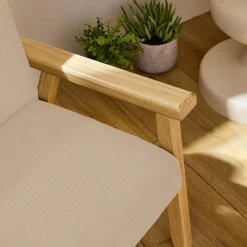Skandinavischer Kindersessel aus Cord und Hevea-Holz