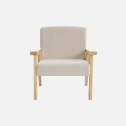 Skandinavischer Kindersessel aus Cord und Hevea-Holz