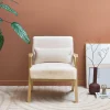Skandinavischer Sessel aus Hevea-Holz und Bezug mit Kunstpelz-Look