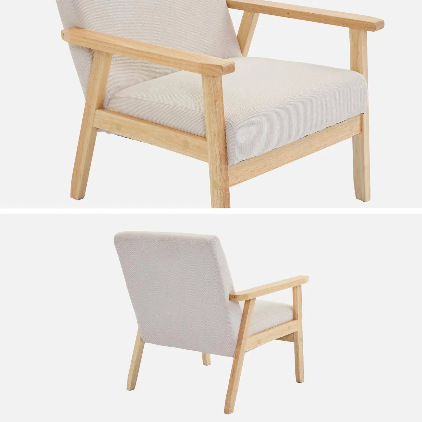 Skandinavischer Sessel aus Holz und Cord