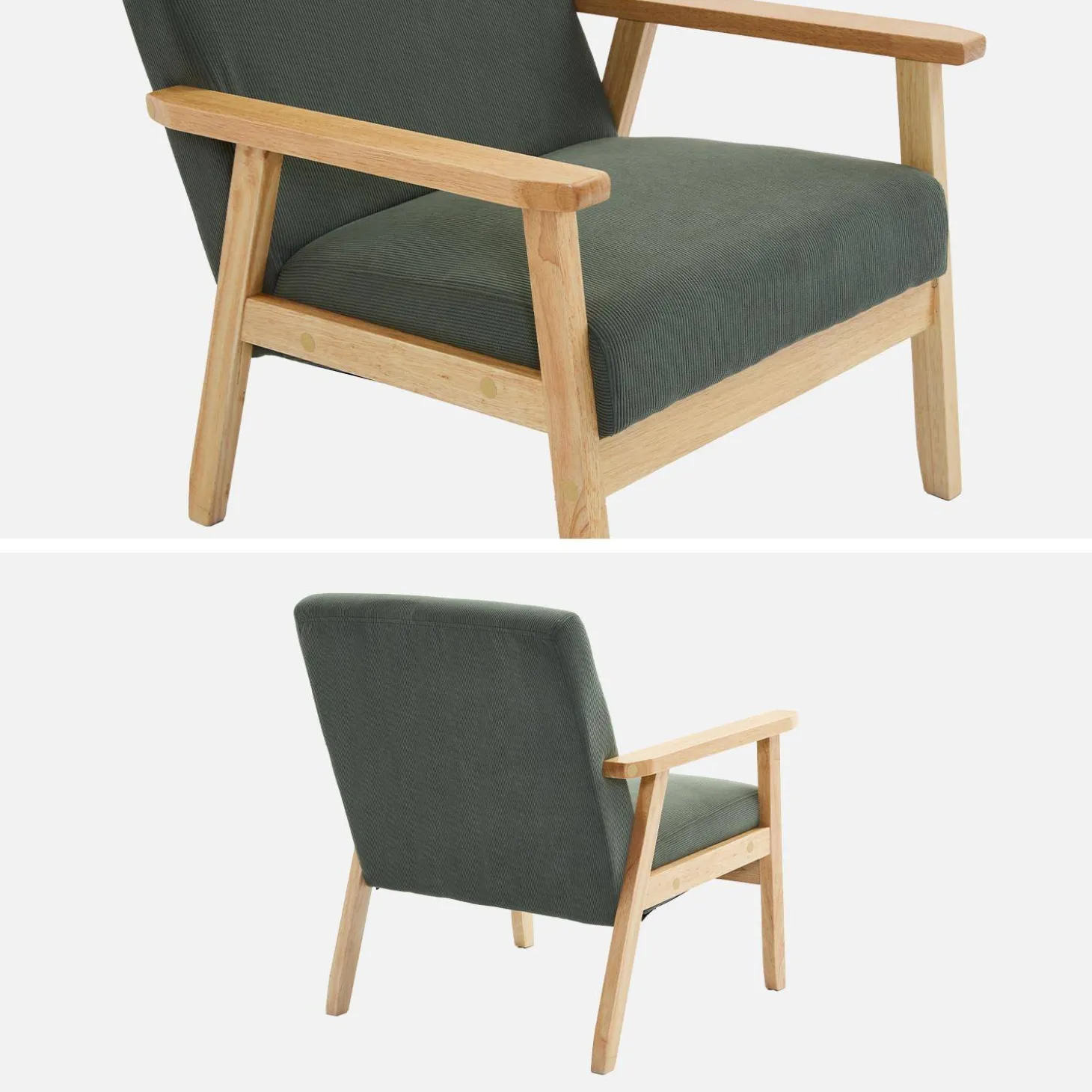 Skandinavischer Sessel aus Holz und Cord