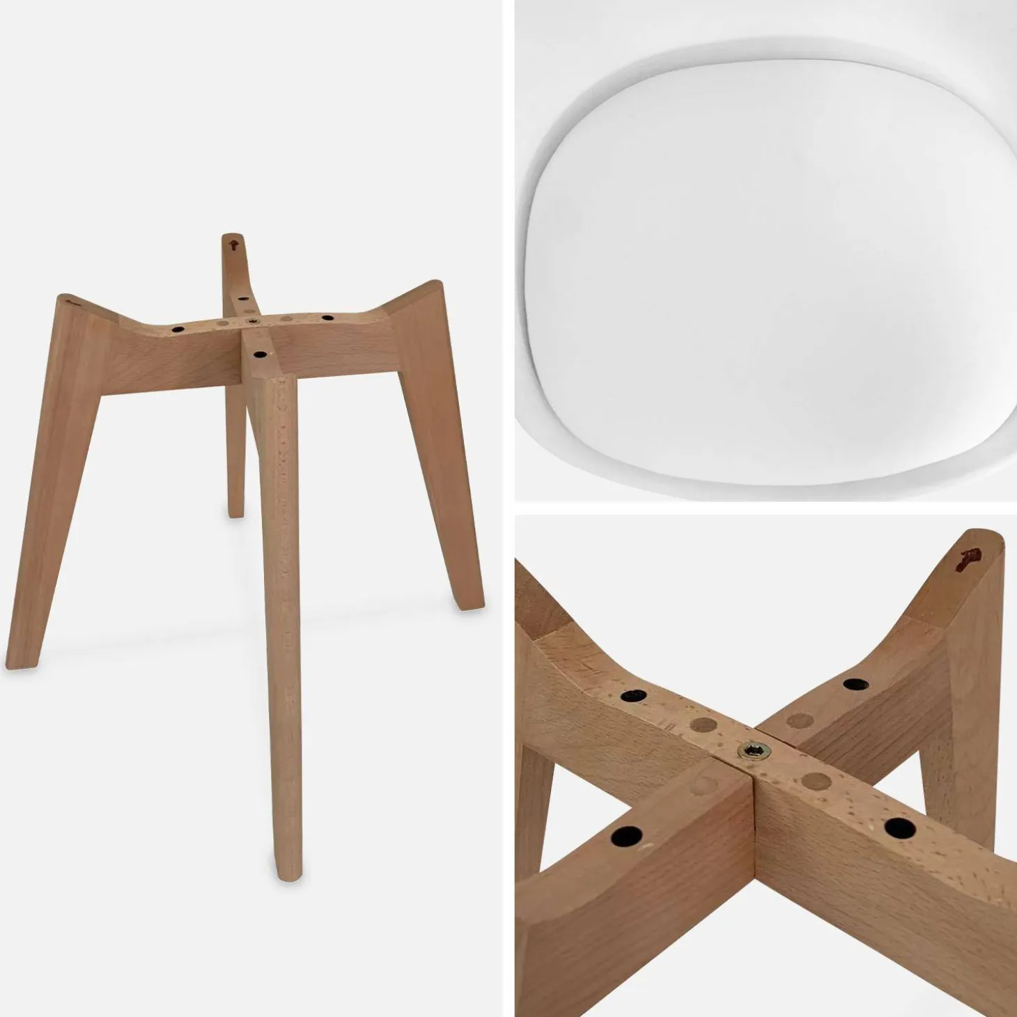 6 skandinavische Stühle mit Holzbeinen