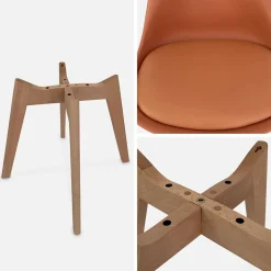 6 skandinavische Stühle mit Holzbeinen