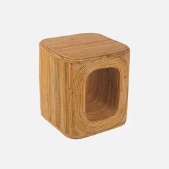 Sofaende, Beistelltisch, Nachttisch mit Nische, aus natürlichem Rattan