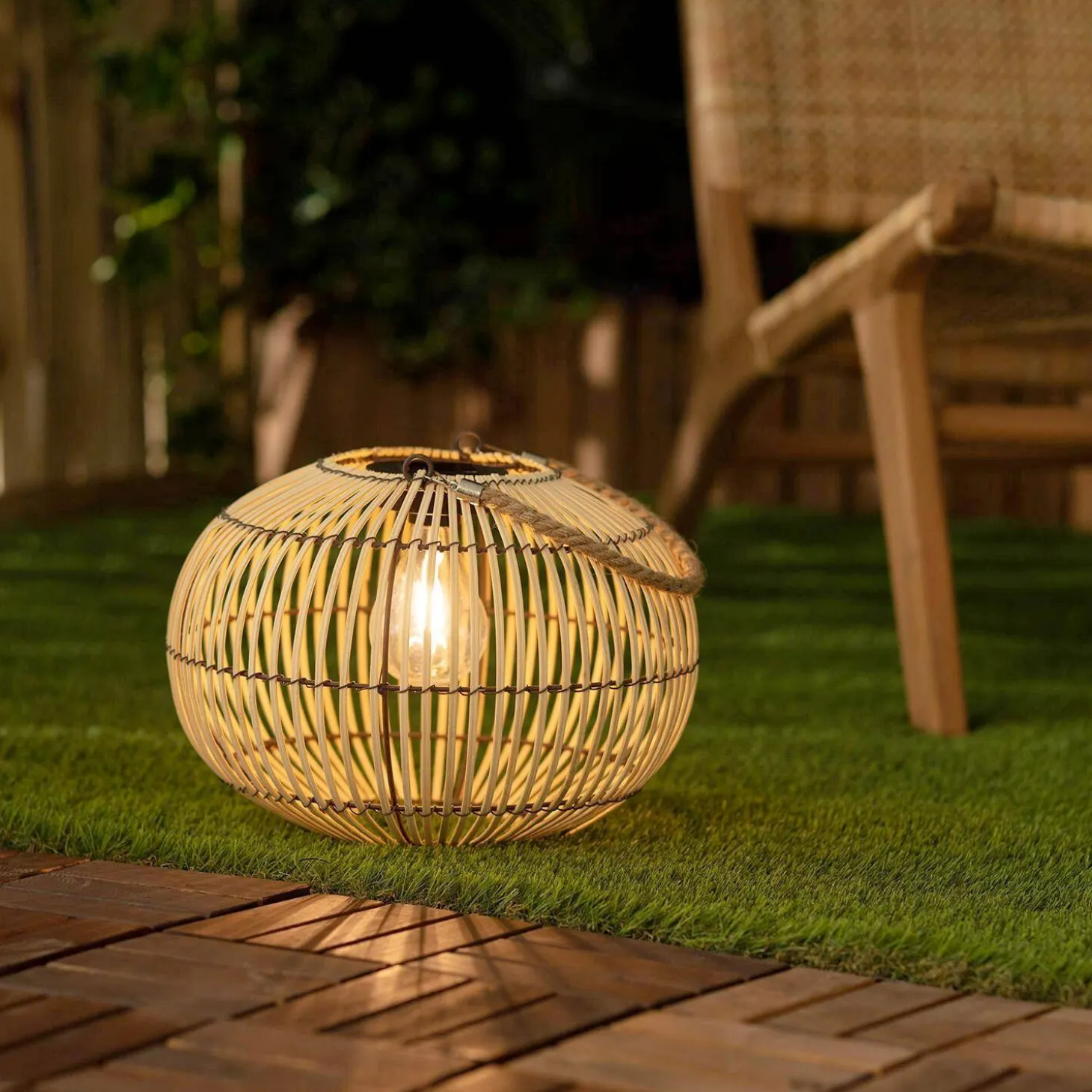 Solarleuchte für den Außenbereich mit Rattan Ø 31,5 cm
