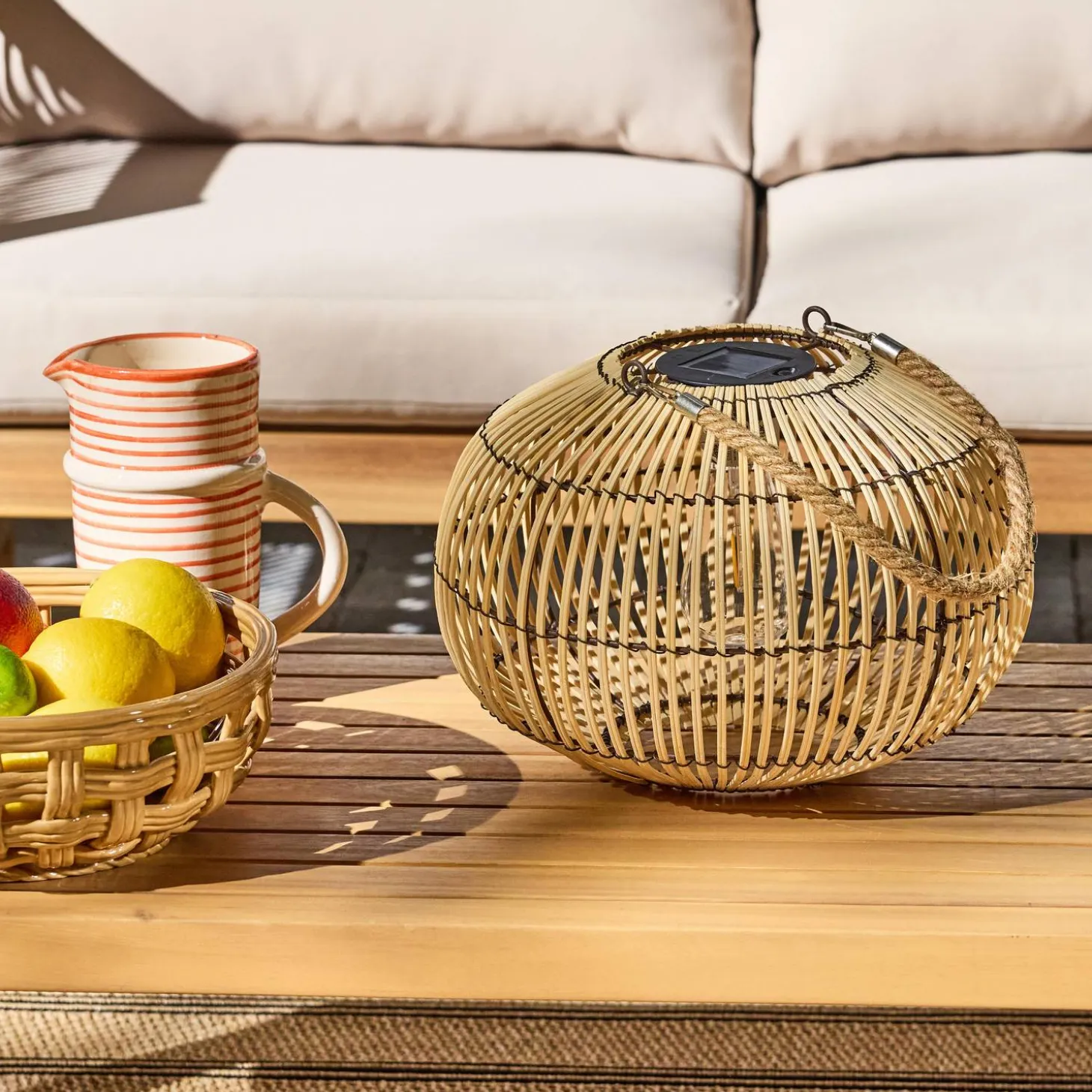 Solarleuchte für den Außenbereich mit Rattan Ø 31,5 cm