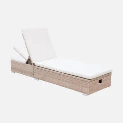 Sonnenliege mit Kunststoffgeflecht, Polyester, 5-fach verstellbar