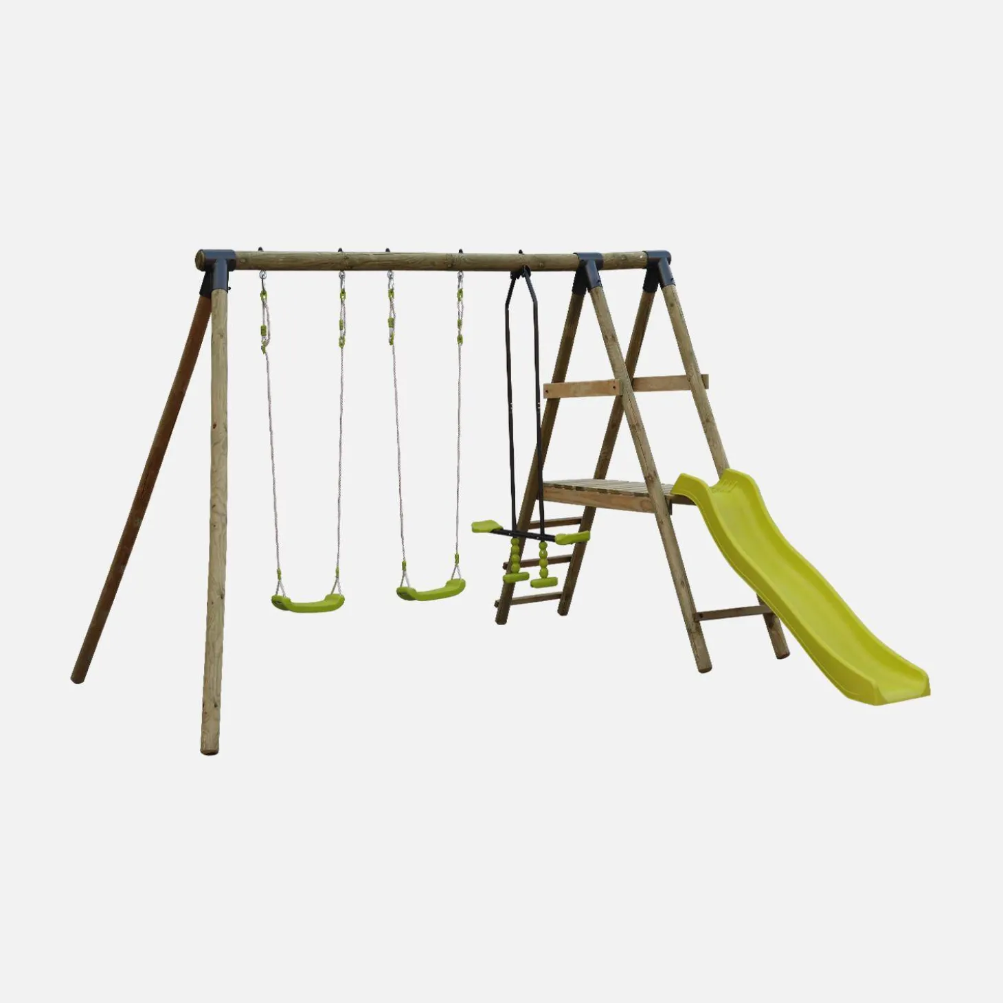 Spielgerüst mit Rutsche, Wippe, 2 Schaukeln