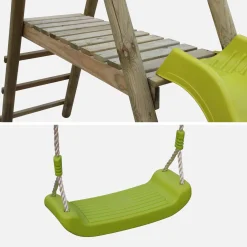 Spielgerüst mit Rutsche, Wippe, 2 Schaukeln