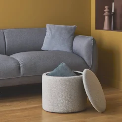 Stoffhocker mit Stauraum