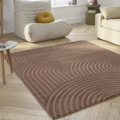 Teppich für den Innenbereich mit Bögenmuster in mocha