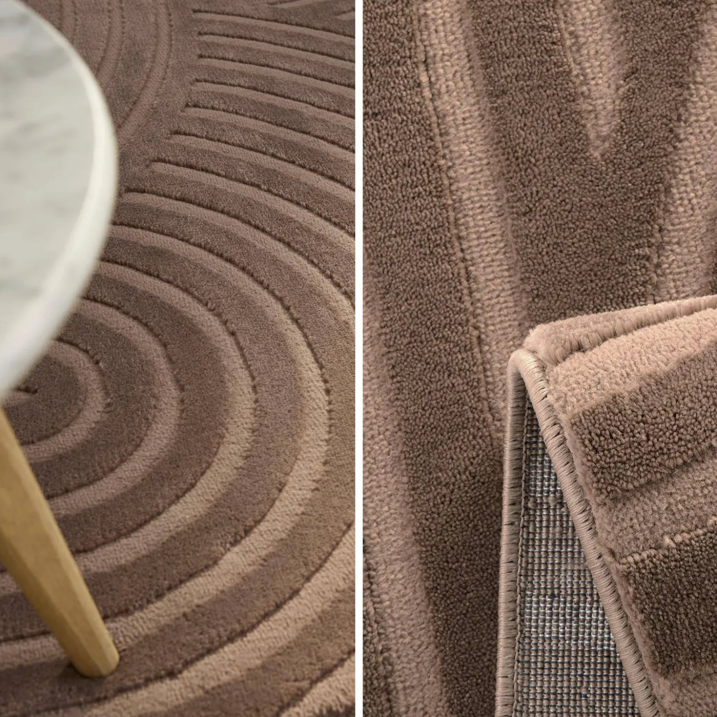 Teppich für den Innenbereich mit Bögenmuster in mocha