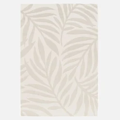 Teppich für innen/außen mit Pflanzenmuster in Creme, Beige