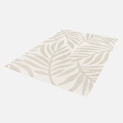 Teppich für innen/außen mit Pflanzenmuster in Creme, Beige