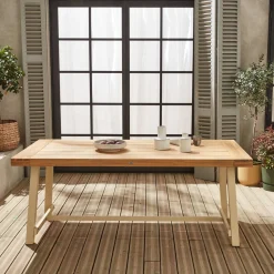 Tisch für Indoor/Outdoor aus Holz und Metall, 190 cm, 6-8 Plätze