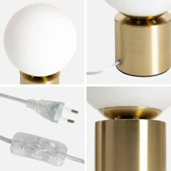 Tischlampe aus Metall und Glas H 25 cm