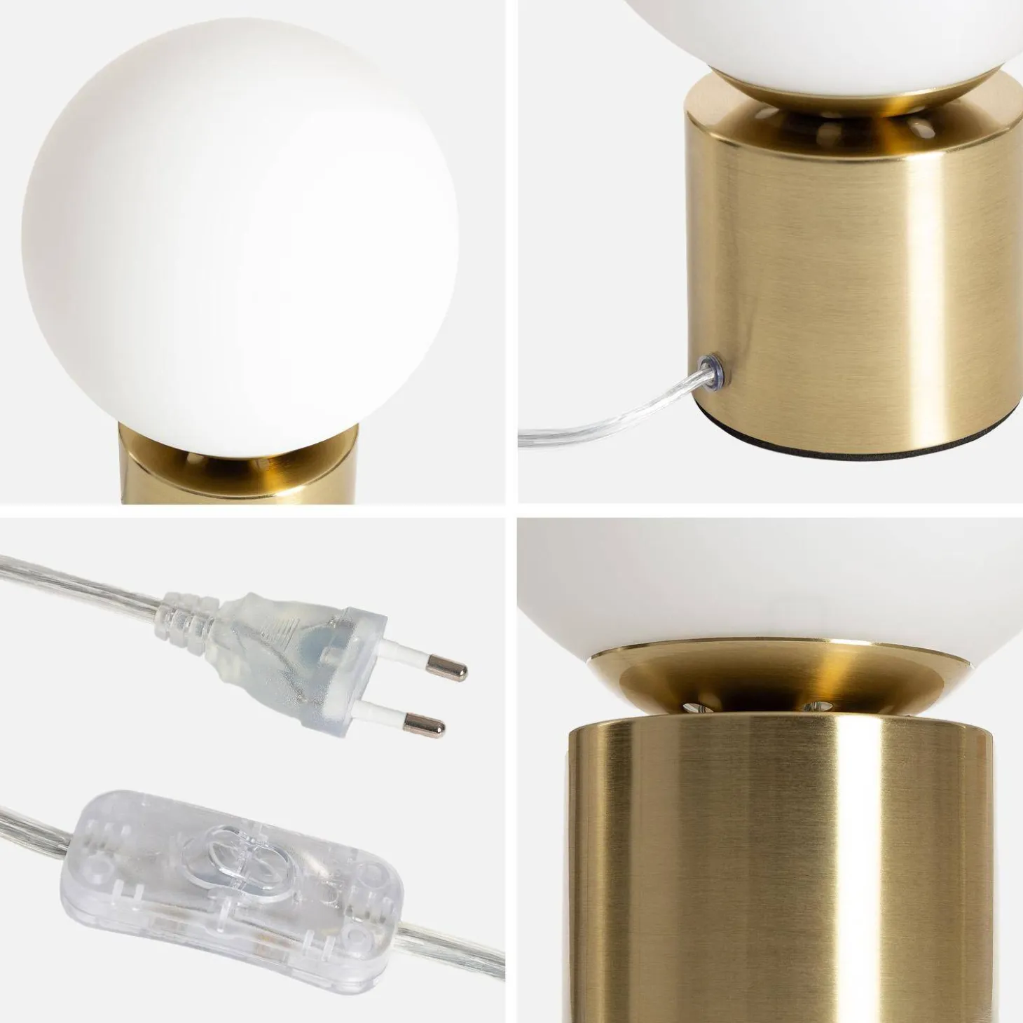 Tischlampe aus Metall und Glas H 25 cm