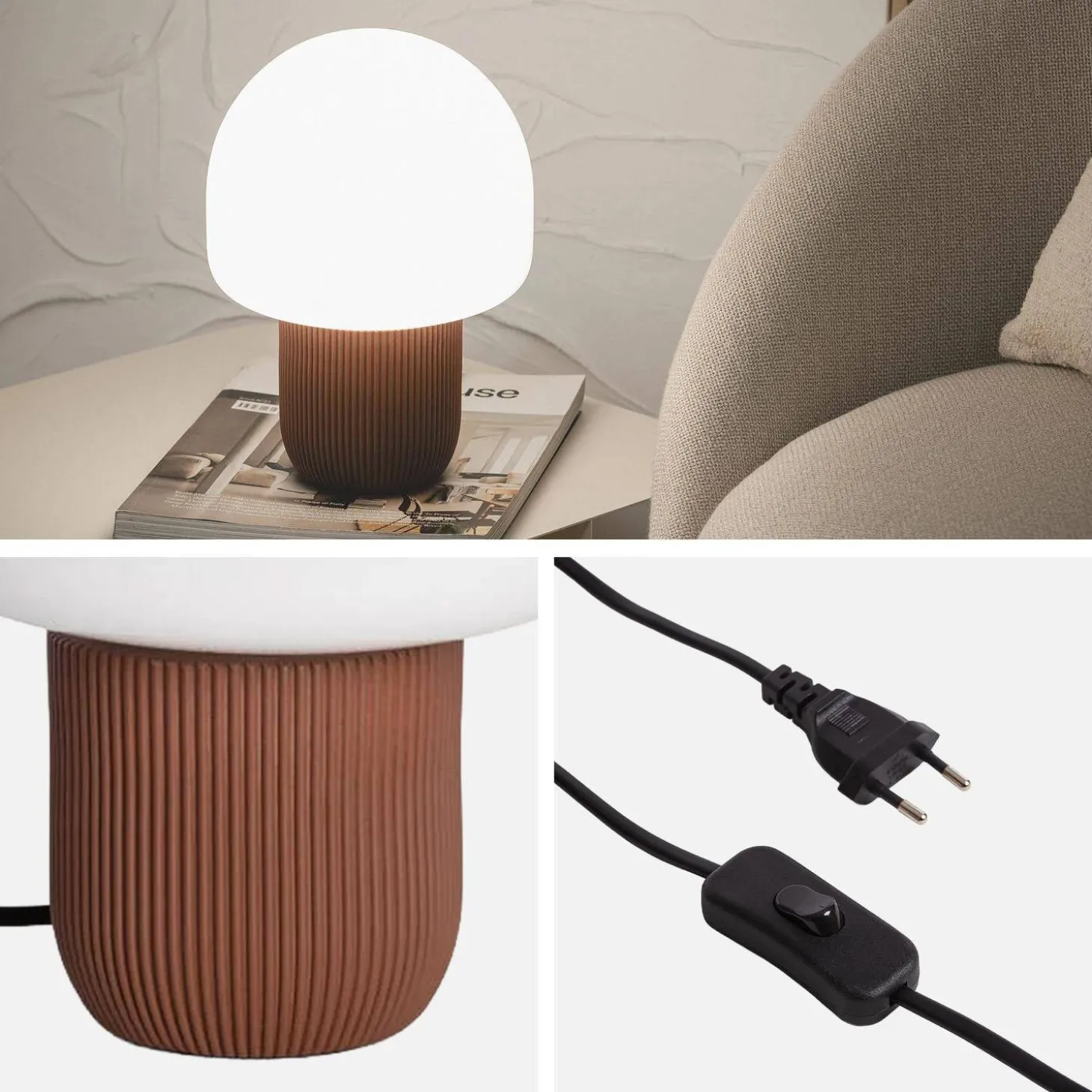 Tischlampe für Indoor aus Kunststoff und PVC Ø18cm