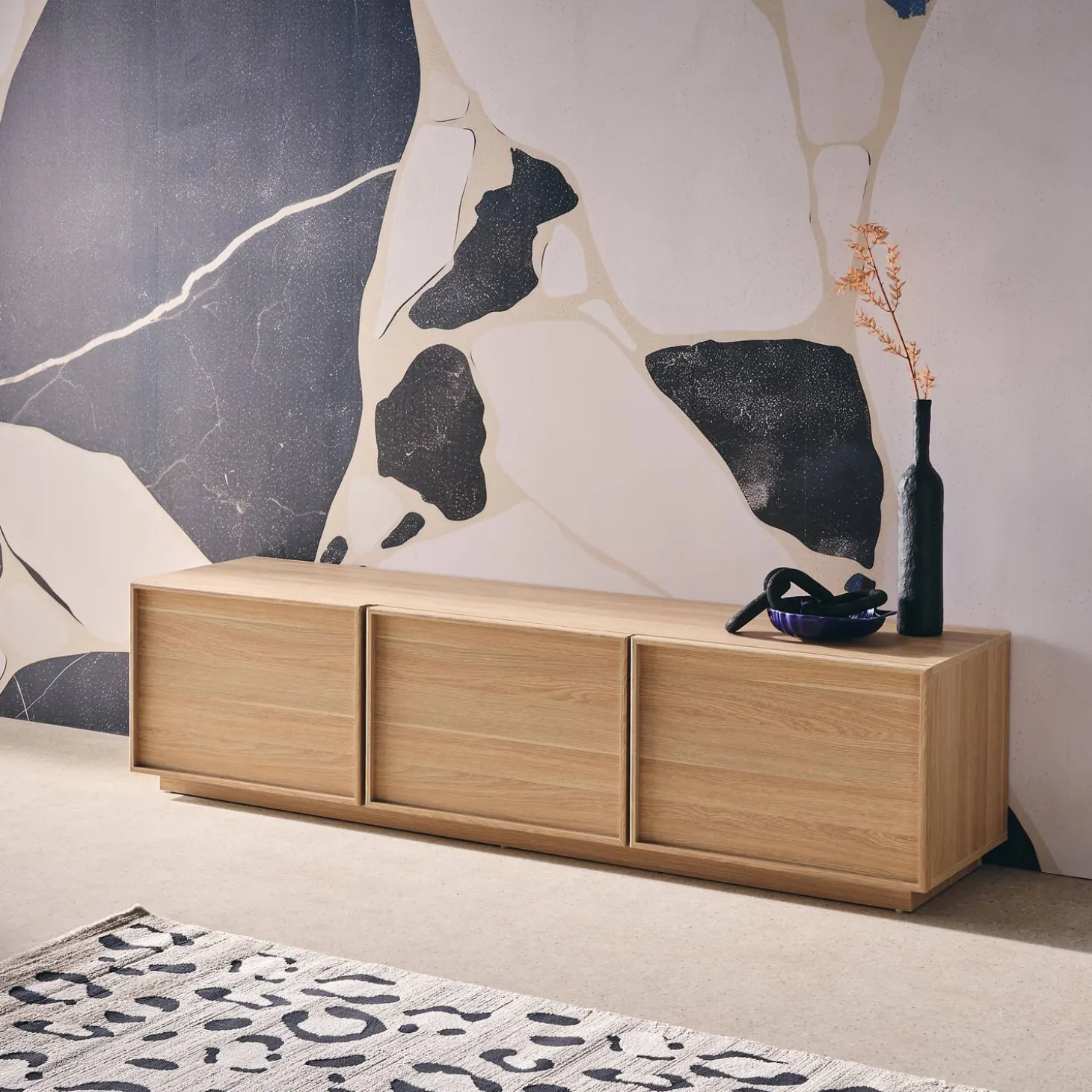 TV-Möbel Holzdekor 3 Türen 140 cm