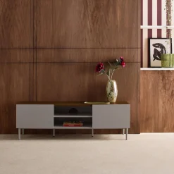 TV-Möbel Metall und Holzdekor 2 Türen 140cm