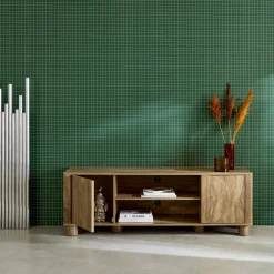 TV-Möbel mit Mango-Holzoptik 2 wendbare Türen 155cm