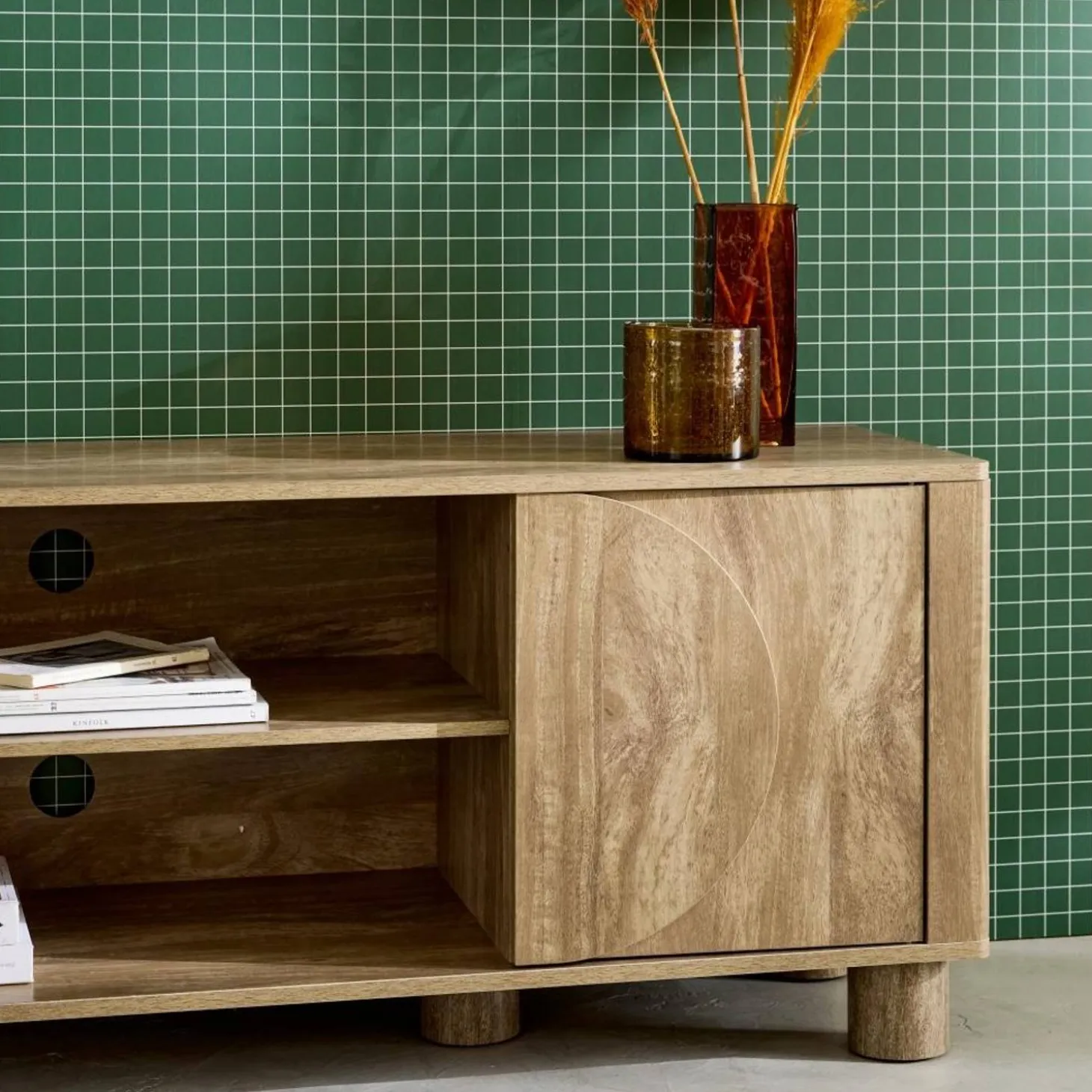 TV-Möbel mit Mango-Holzoptik 2 wendbare Türen 155cm