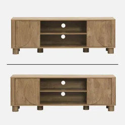 TV-Möbel mit Mango-Holzoptik 2 wendbare Türen 155cm