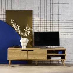 TV-Möbel mit Nussbaumdekor, 2 Türen, 160 cm