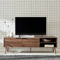 TV-Möbel mit Nussbaumdekor, 2 Türen, 160 cm