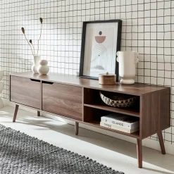 TV-Möbel mit Nussbaumdekor, 2 Türen, 160 cm