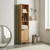 Vintage-Badezimmerschrank schmal mit Holzoptik
